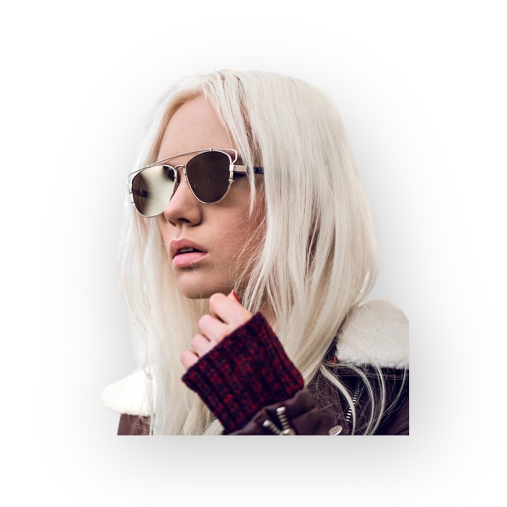 new Metal Crossbar Mirror Lens Flat Front Panto Sunglasses ༅ Gold + Brown ༅